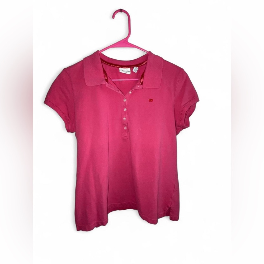 Pink Aeropostale Polo Shirt with Butterfly Logo